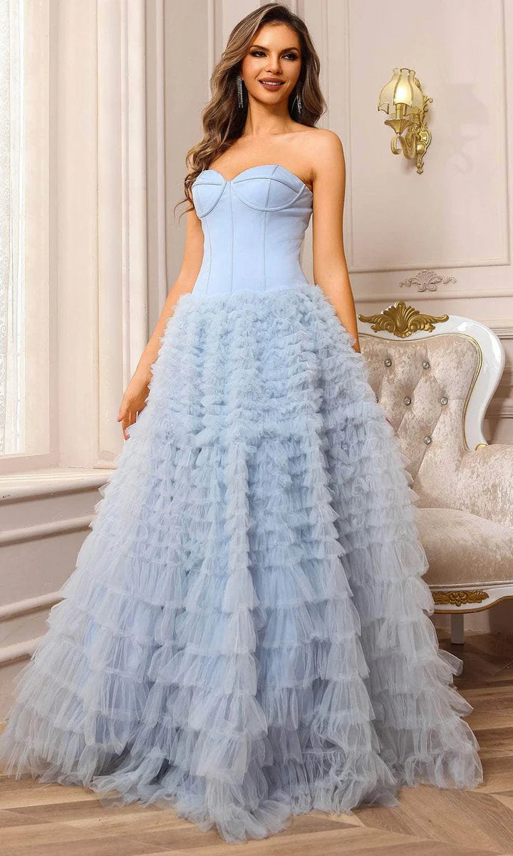 Chic Floor-Length Corset Strapless Ballgown