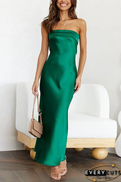 Minimalist Ankle-Length Strapless Backless Maxi Dress