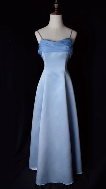 Minimalist  A Line Spaghetti Straps Long Prom Dresses