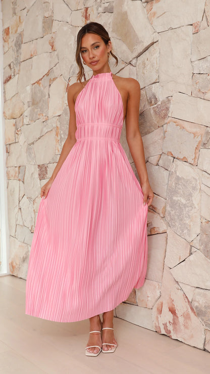 Classic Halter Ruched Maxi Sleeveless Dress Prom Dresses