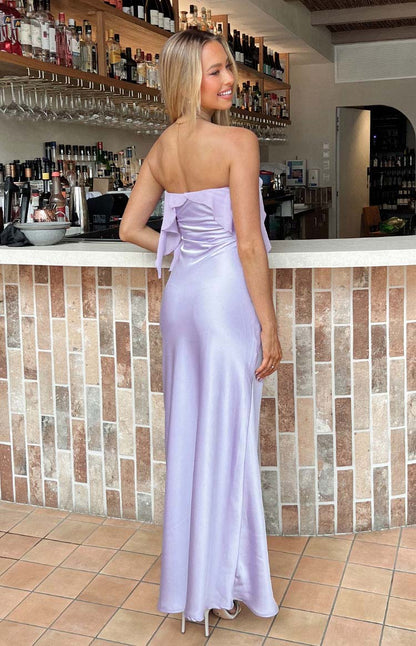Chic Purple tube top Strapless Maxi Dress Prom Dresses