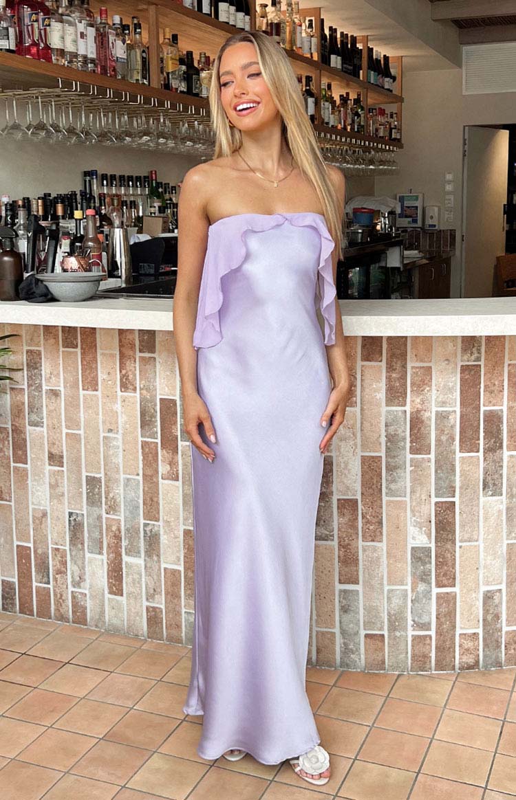 Chic Purple tube top Strapless Maxi Dress Prom Dresses