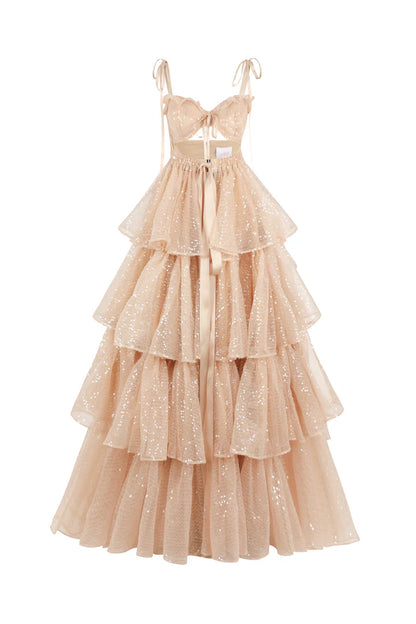 Charming Suspender ties Straps Backless Hollow waist design Prom Dresses