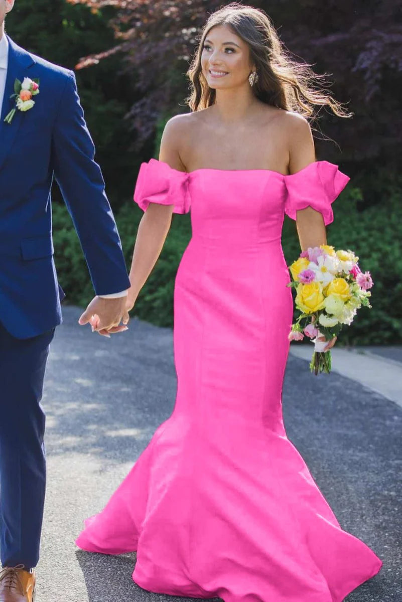 Elegant Yellow Satin Strapless Mermaid Pleated Long Formal Prom Dress with Sleeves