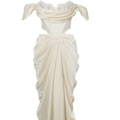 Sexy Mermaid Strapless Long Chiffon Prom Dress