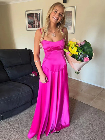 Sexy Straps A-line Long Formal Dress Prom Dresses