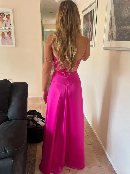 Sexy Straps A-line Long Formal Dress Prom Dresses
