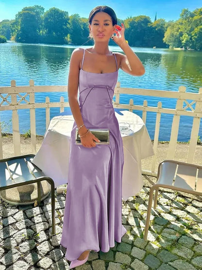 Sexy Straps A-line Long Formal Dress Prom Dresses