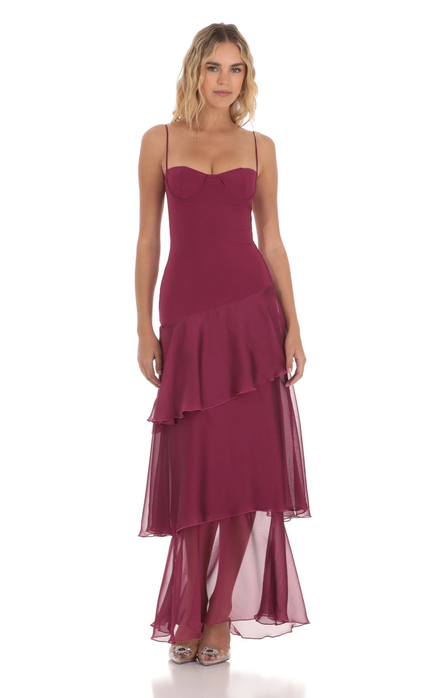 Chic Spaghetti Straps Ruffle Backless Maxi Dress in Blue Prom Dresses