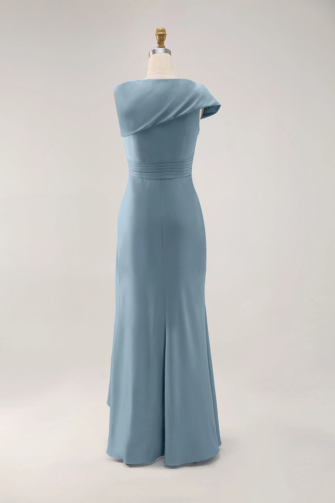 Elegant Party Dress Blue Ruched V Neck Maxi Dress Prom Dresses