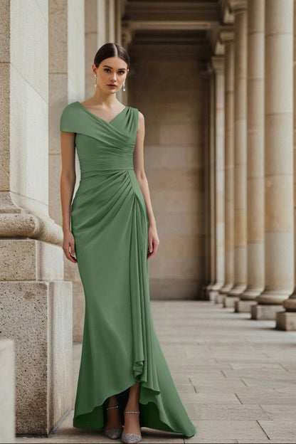 Elegant Party Dress Blue Ruched V Neck Maxi Dress Prom Dresses