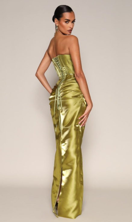 Chic Strapless Corset Ruched Split Prom Dress