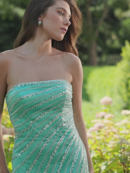 Sexy Strapless Backless Split Floor-Length Prom Dress