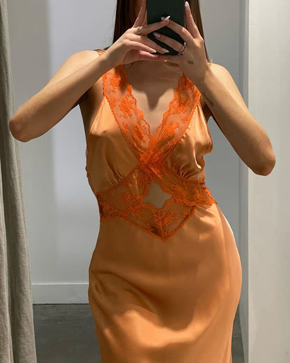 Chic Peach Cut Out Gown Sleeveless Backless Prom Dress