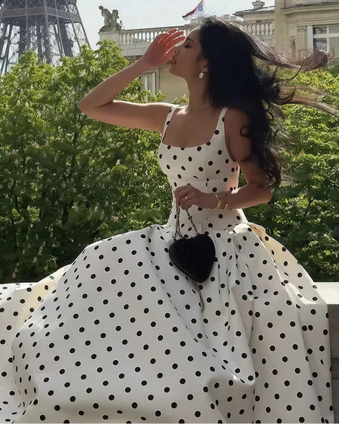 Elegant A-Line Dots Party Dress High Quality Vocation Dresses
