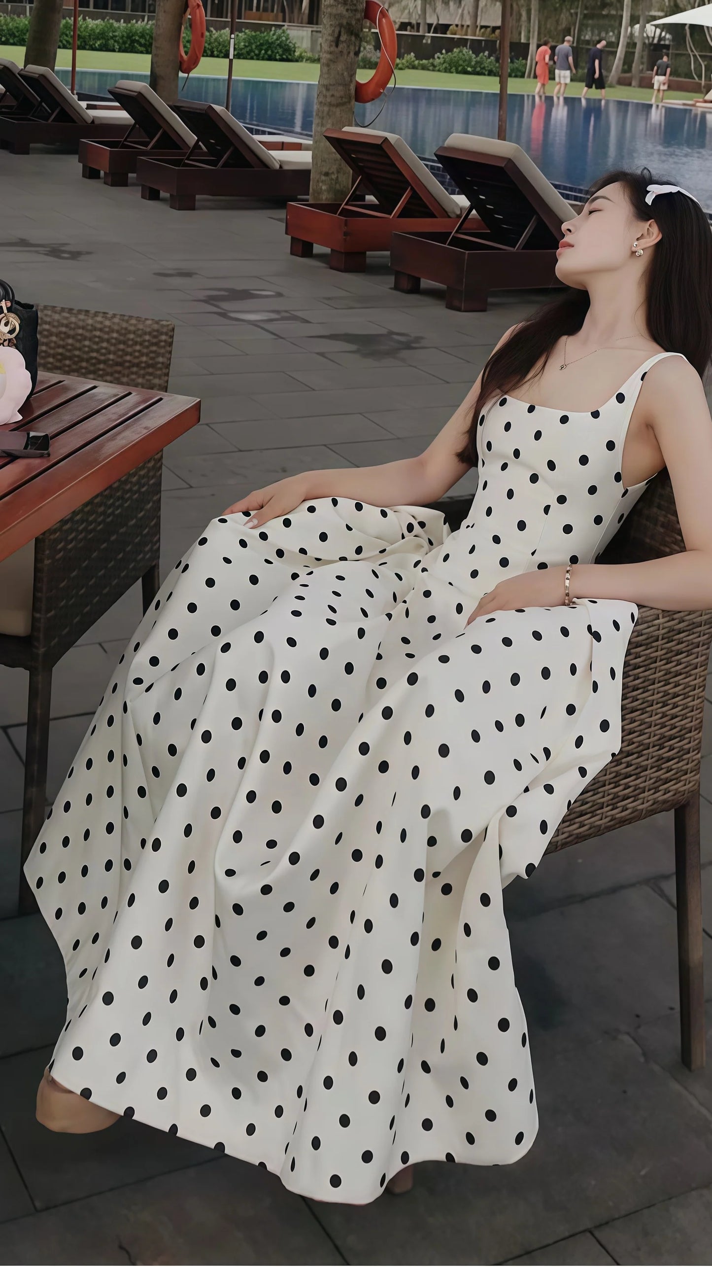 Elegant A-Line Dots Party Dress High Quality Vocation Dresses