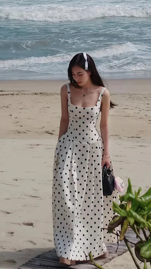 Elegant A-Line Dots Party Dress High Quality Vocation Dresses
