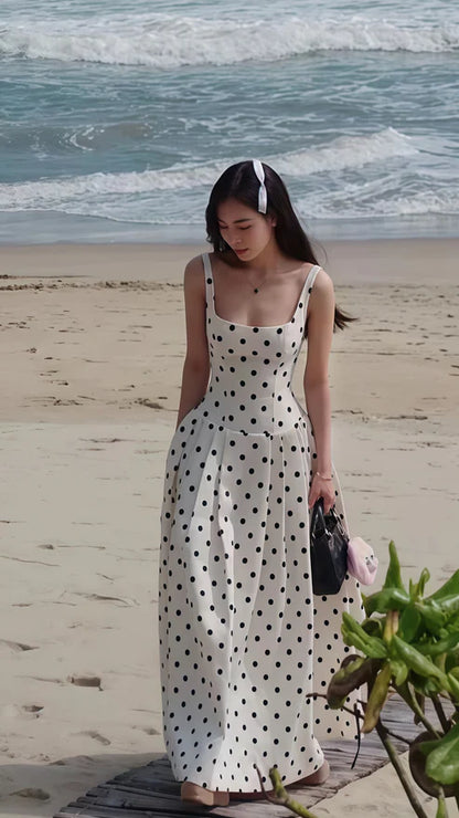 Elegant A-Line Dots Party Dress High Quality Vocation Dresses