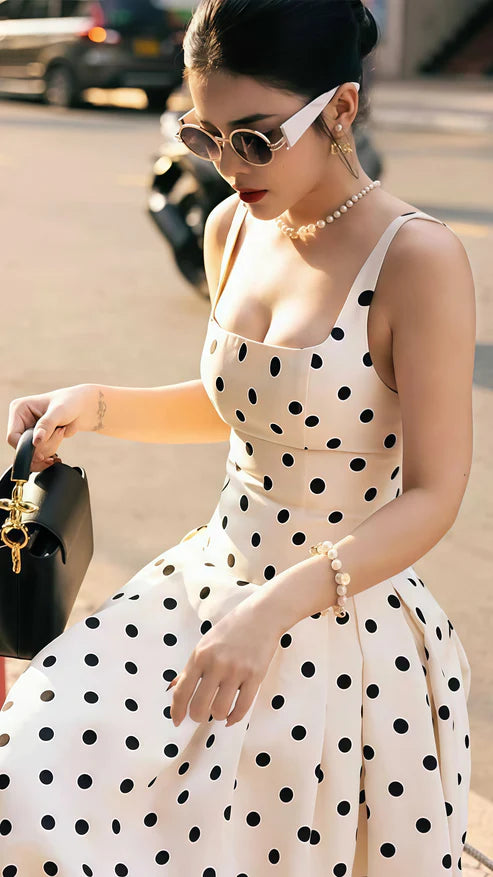 Elegant A-Line Dots Party Dress High Quality Vocation Dresses