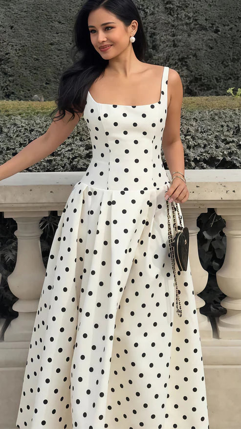 Elegant A-Line Dots Party Dress High Quality Vocation Dresses