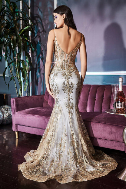 Sexy Spaghetti Straps by Backless Brush Train Mermaid Dress