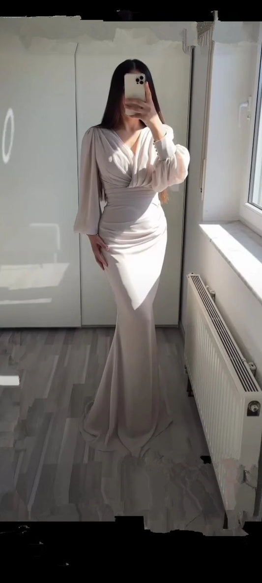 Vintage Mermaid Prom Dress Modest Evening Dress