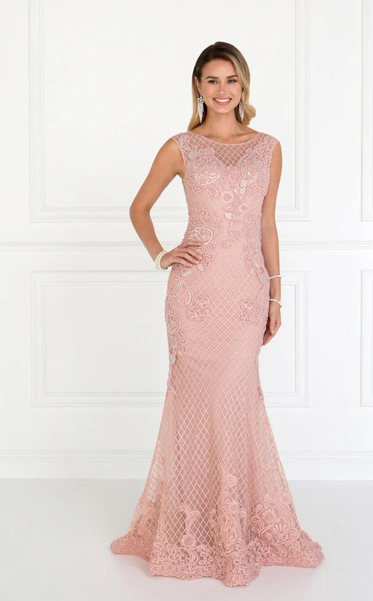 Sparkle Sleeveless Appliques Train Mesh lace Prom Dress