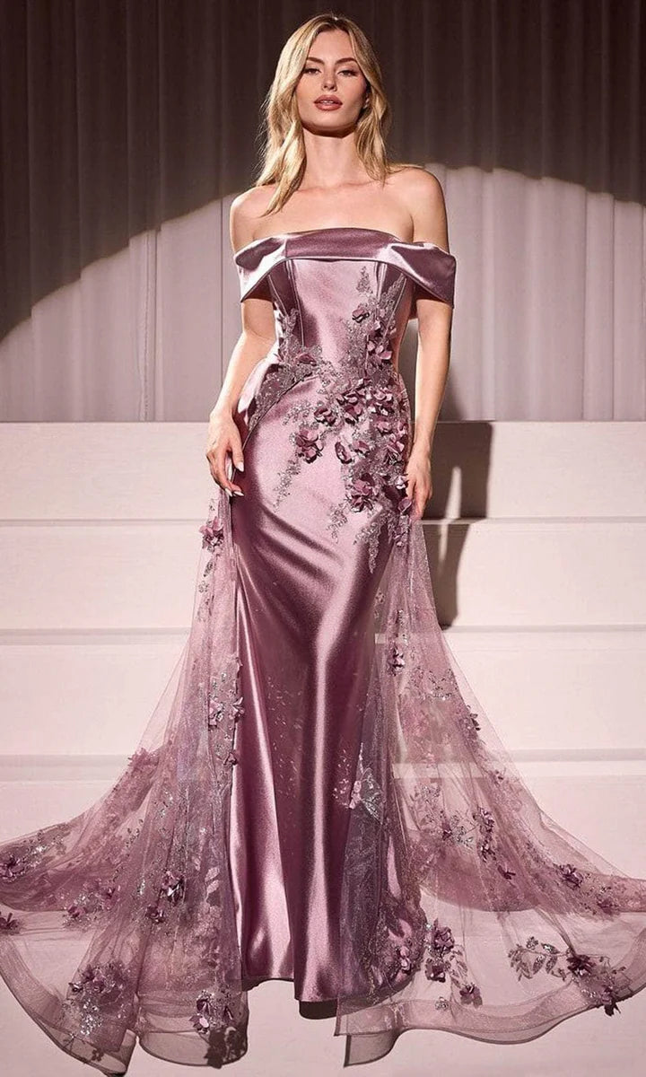 Sexy Floral Off-Shoulder Trumpet Backless Evening Dress
