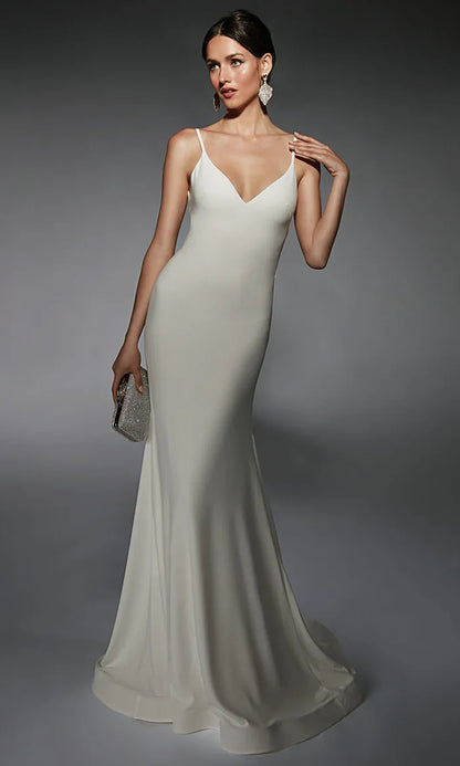 Spaghetti Strap A-line Minimalist Gown Wedding Dresses