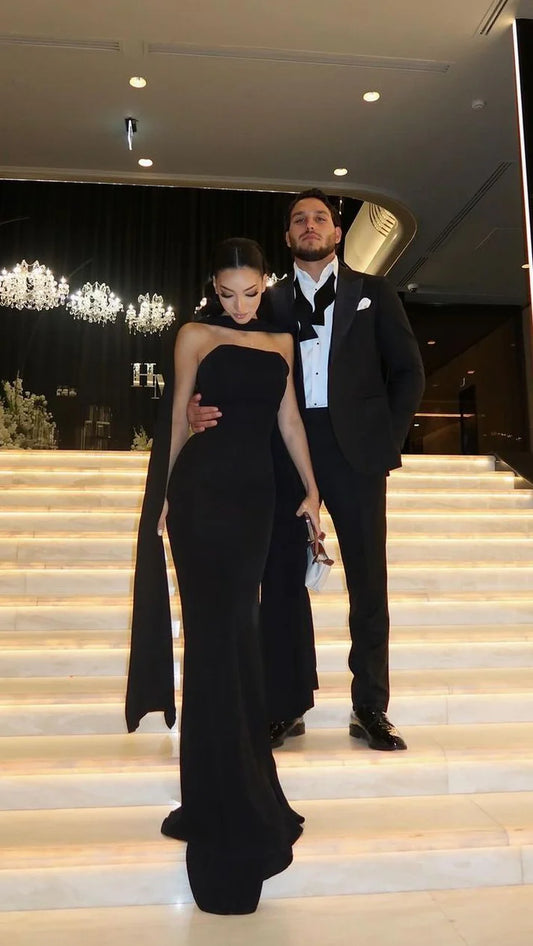 Elegant Black Sheath Long Evening Dress Formal Party Dress