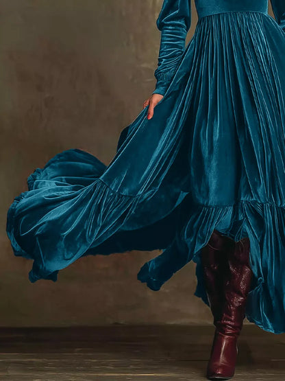 Elegant Women's Velvet Deep V-Neck Maxi Dress Prom Dress