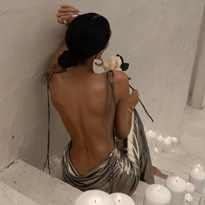 Spaghetti Strap Backless Sleeveless Backless Evening Party Evening Sheath Dress Birthday Outfits