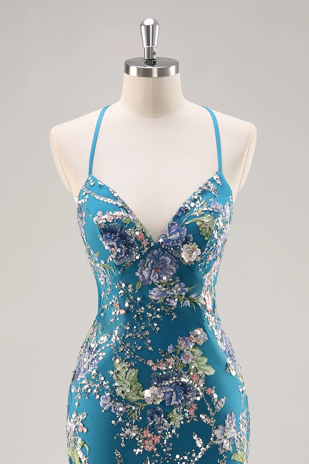 Sparkly Peacock Floral Beaded Mermaid Long Prom Dress with Sequins