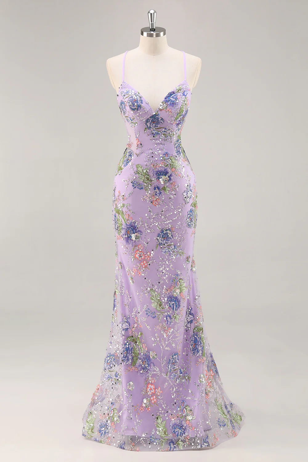 Sparkly Peacock Floral Beaded Mermaid Long Prom Dress with Sequins