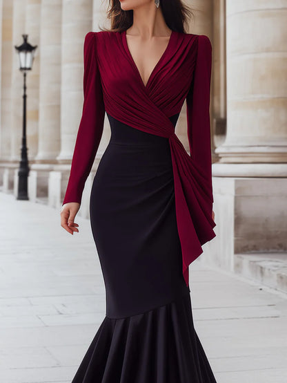 Elegant Two-Tone Draped Mermaid Gown