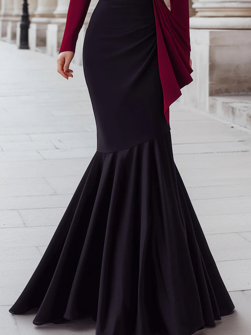 Elegant Two-Tone Draped Mermaid Gown