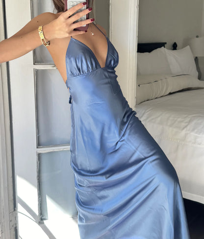 Sexy Backless Sleeveless Ankle-Length Prom Dress