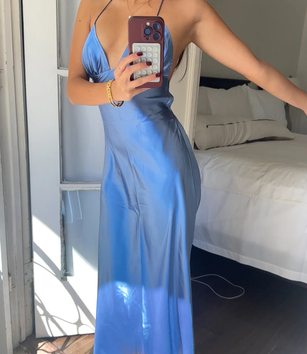 Sexy Backless Sleeveless Ankle-Length Prom Dress