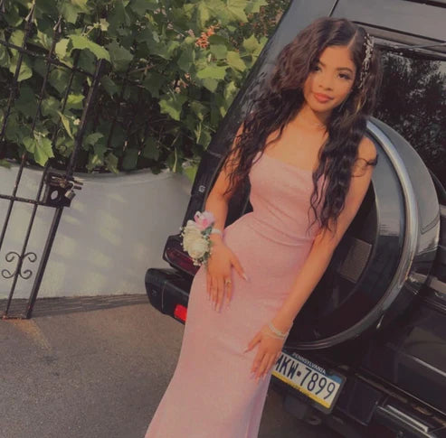 Pretty Mermaid Spaghetti Straps Pink Satin Backless Long Prom Dress,Formal Dress