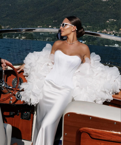 Elegant White Satin Maxi Skirt for Wedding, Bridal, Prom, and Special Occasions - Formal Long Dress