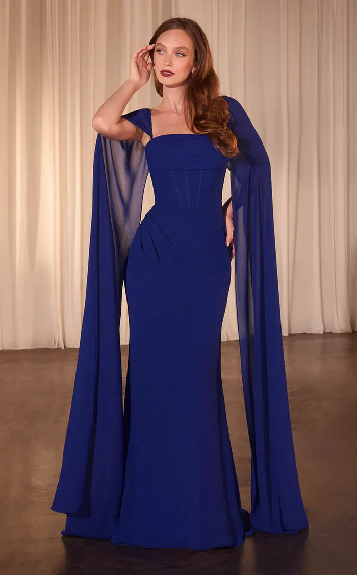 Elegant Square-Neck Chiffon Capelet Mermaid Formal Gown