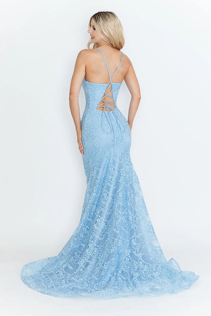 Lace Embroidered Long Formal Dress