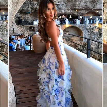 White Sundress with High Slit and Sweetheart Neckline for Resort Wear