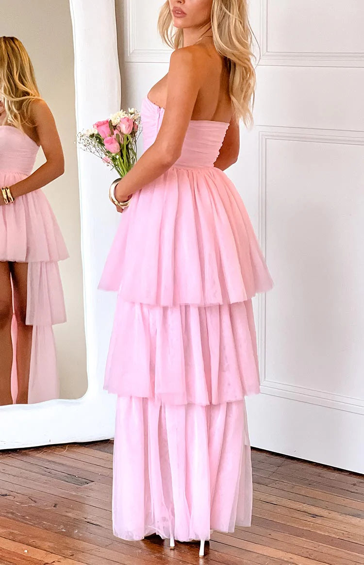 Pink High-Low Maxi Dress