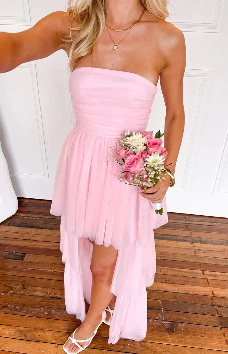 Pink High-Low Maxi Dress