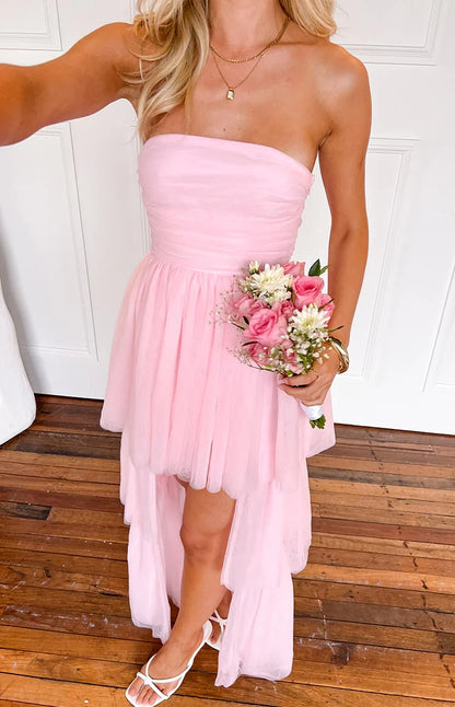 Pink High-Low Maxi Dress