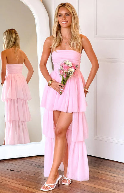 Pink High-Low Maxi Dress
