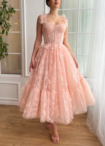 3D Butterfly Gown Rosette Corset Dress Cute A-Line Prom Dress
