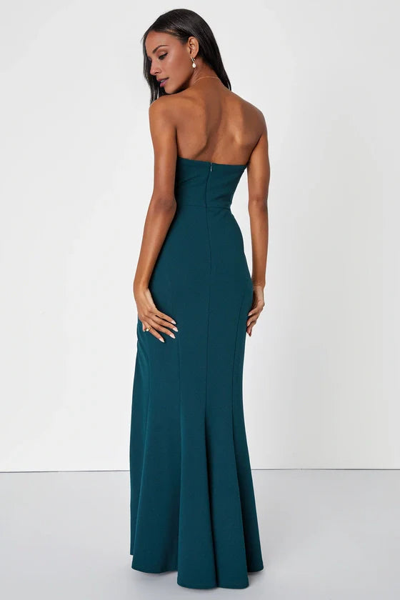 shoulder collar sleeveless backless side slit and floor length Prom dress