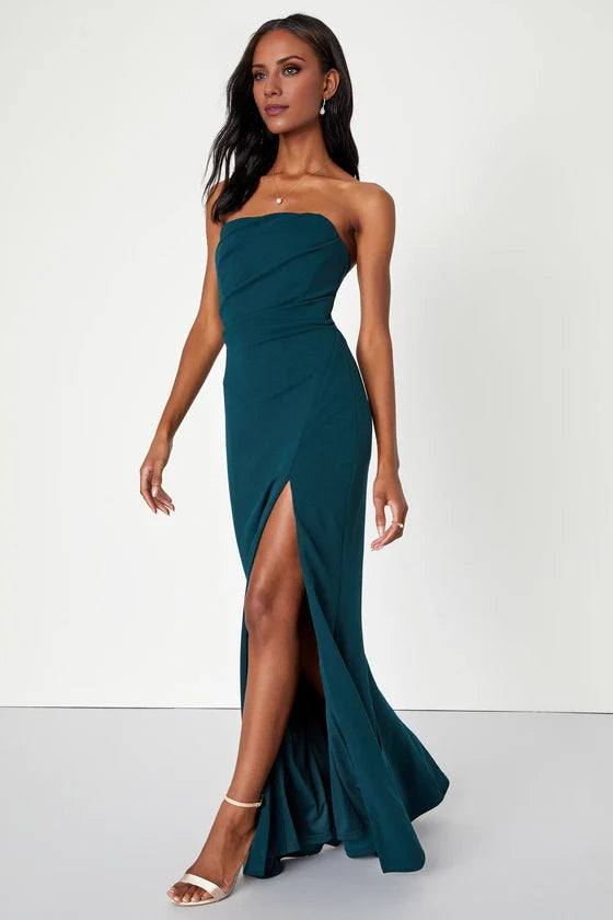 shoulder collar sleeveless backless side slit and floor length Prom dress